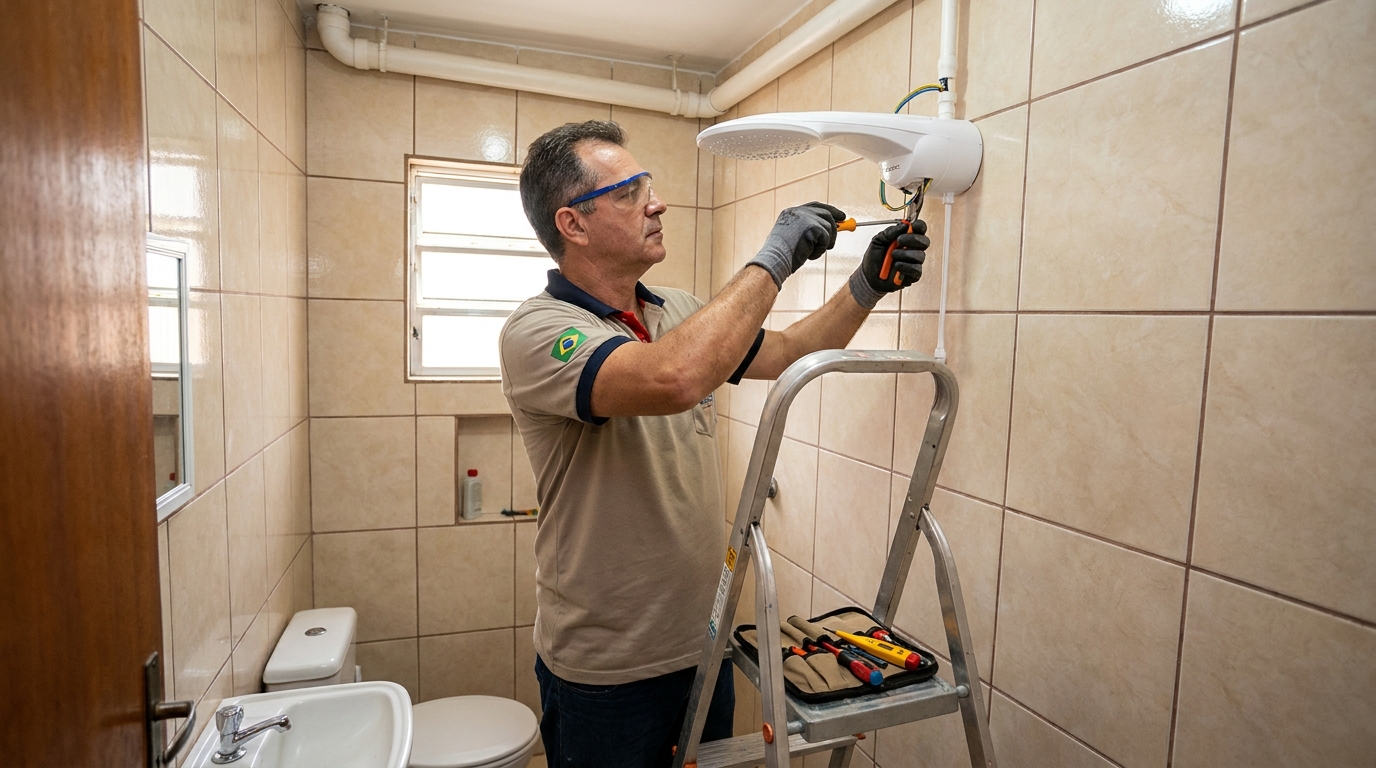 Substituição de Chuveiro Antigo na Coophatrabalho, Campo Grande‑MS